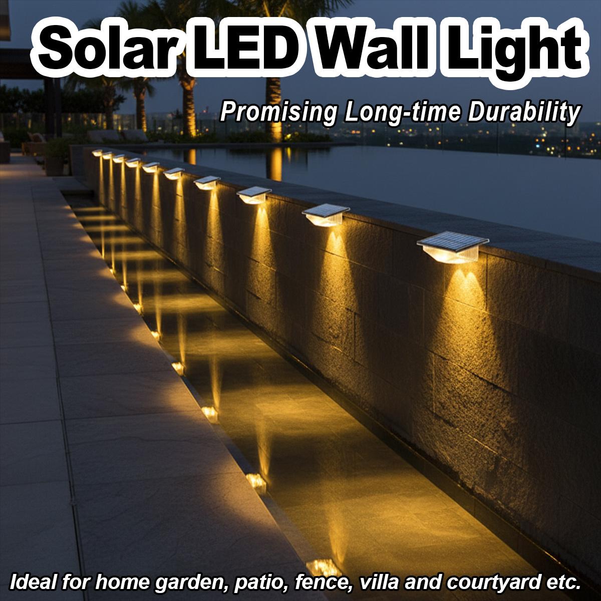 Outdoor Yard Lighting Fixtures - 4개 세트 태양광 울타리 조명, 황혼에서
