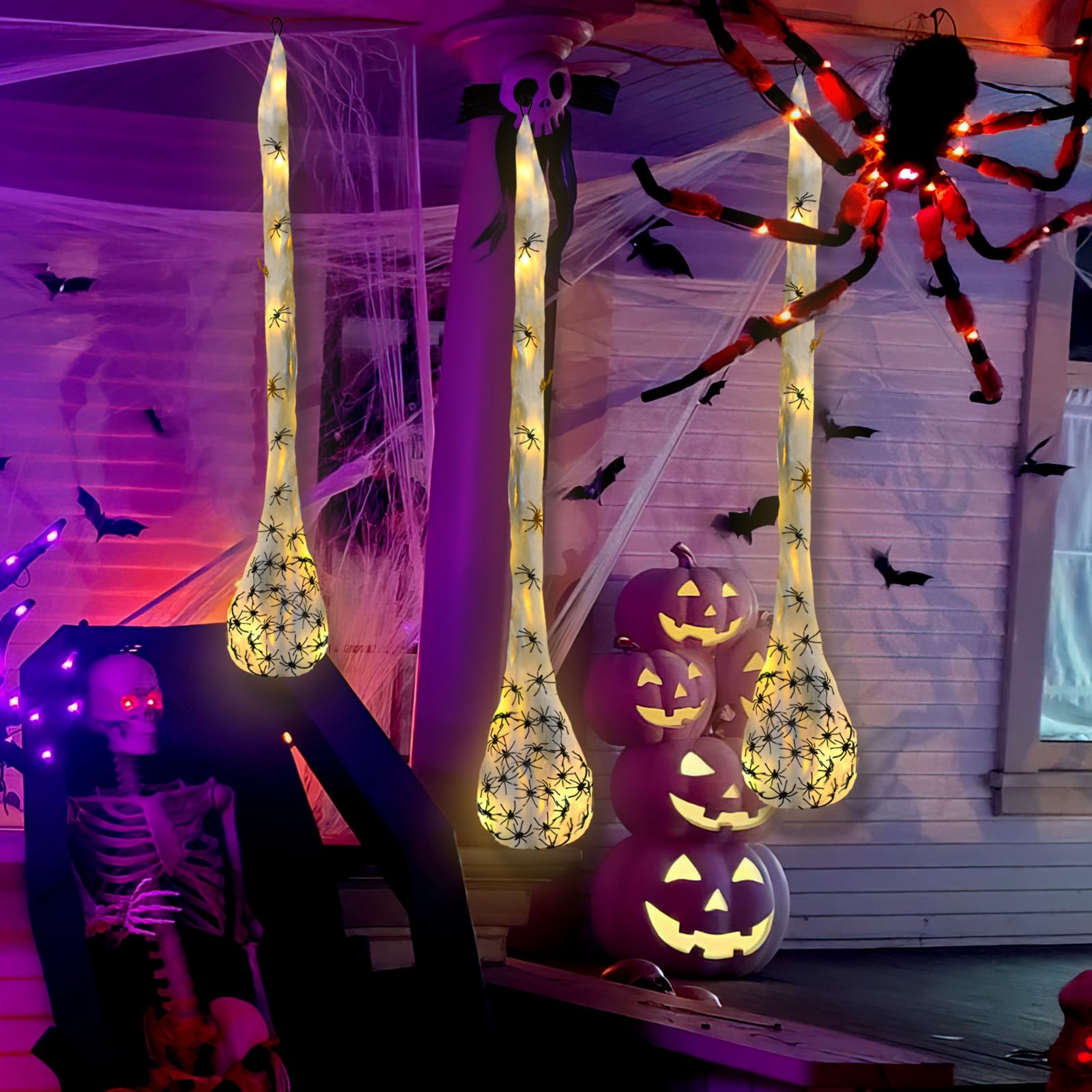 Outdoor Lighting Tree - 1-3개 할로윈 조명 거미 알망치 거미줄