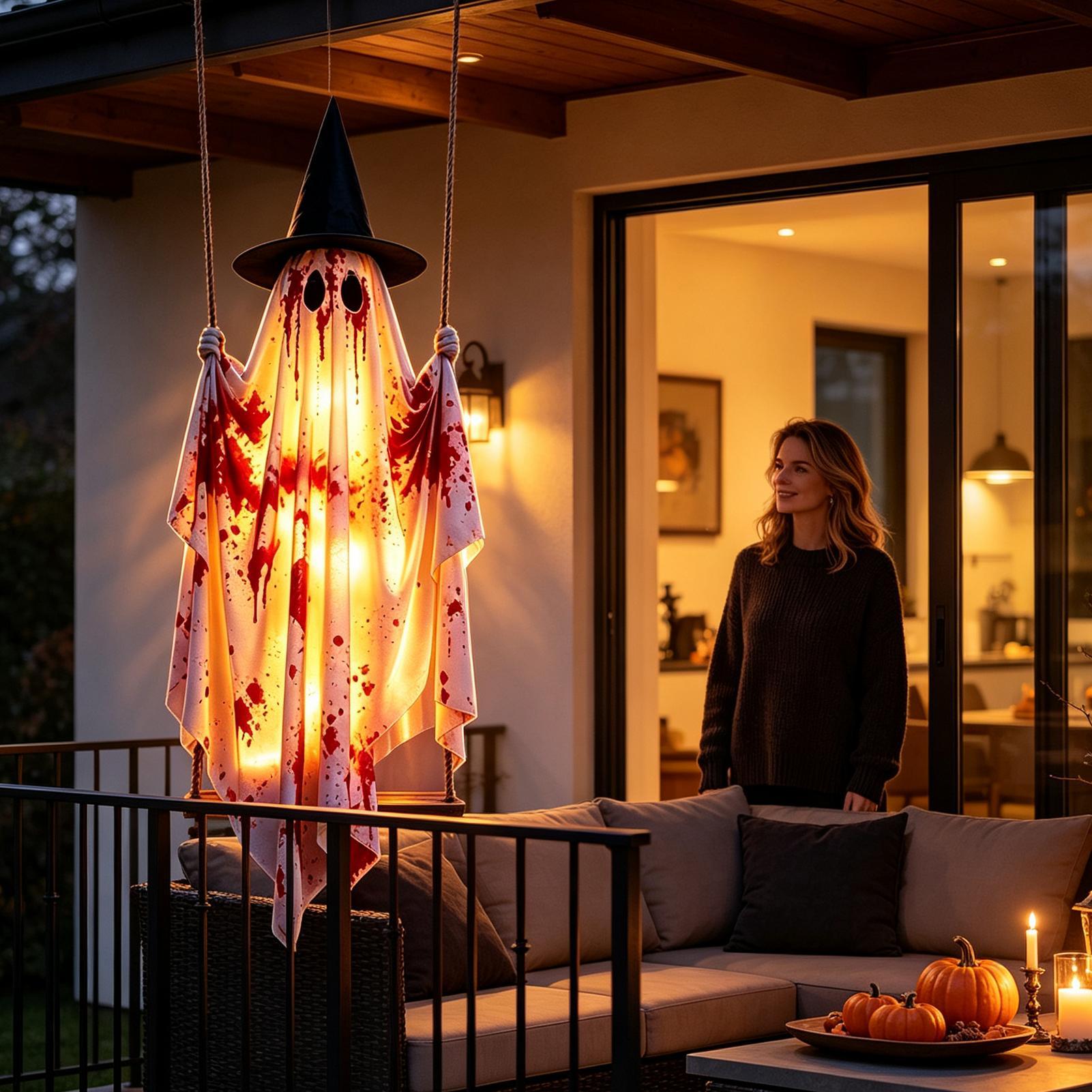 Outdoor Lighting Tree - 리모컨 스트링 조명이 있는 야외 할로윈