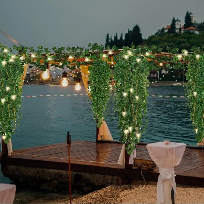 녹색 아이비 210cm LED 가벼운 문자열 잎 인공  - Outdoor Lighting Tree 리뷰 및 가격