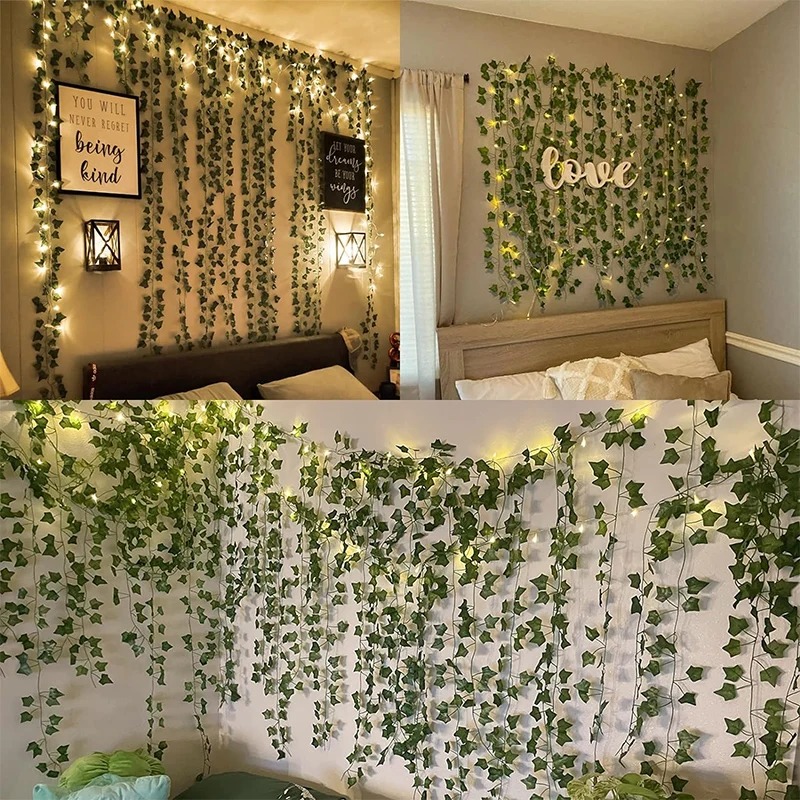 녹색 아이비 210cm LED 가벼운 문자열 잎 인공  - Outdoor Lighting Tree 리뷰 및 가격