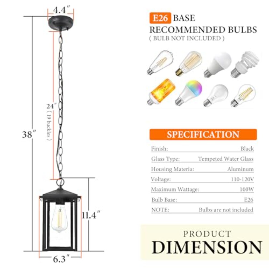 야외용 펜던트 조명, 파티오 샹들리에, 현관, 앞마당용 - Outdoor Lighting Pendant 리뷰 및 가격