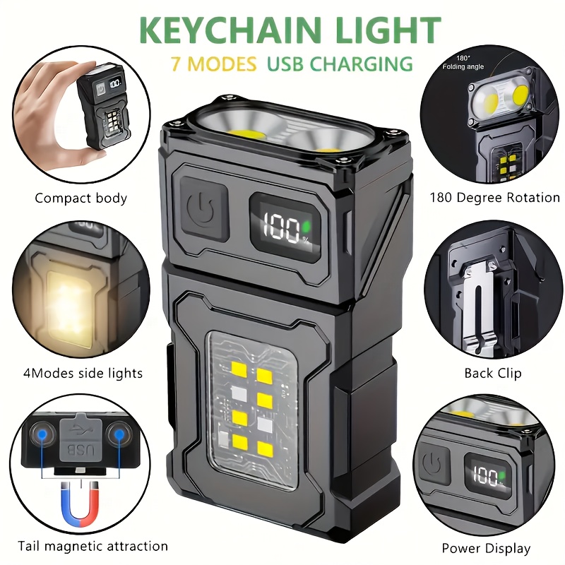 미니 충전식 LED 포켓 손전등 휴대용 측면 COB 토 - Outdoor Lighting Electric 리뷰 및 가격