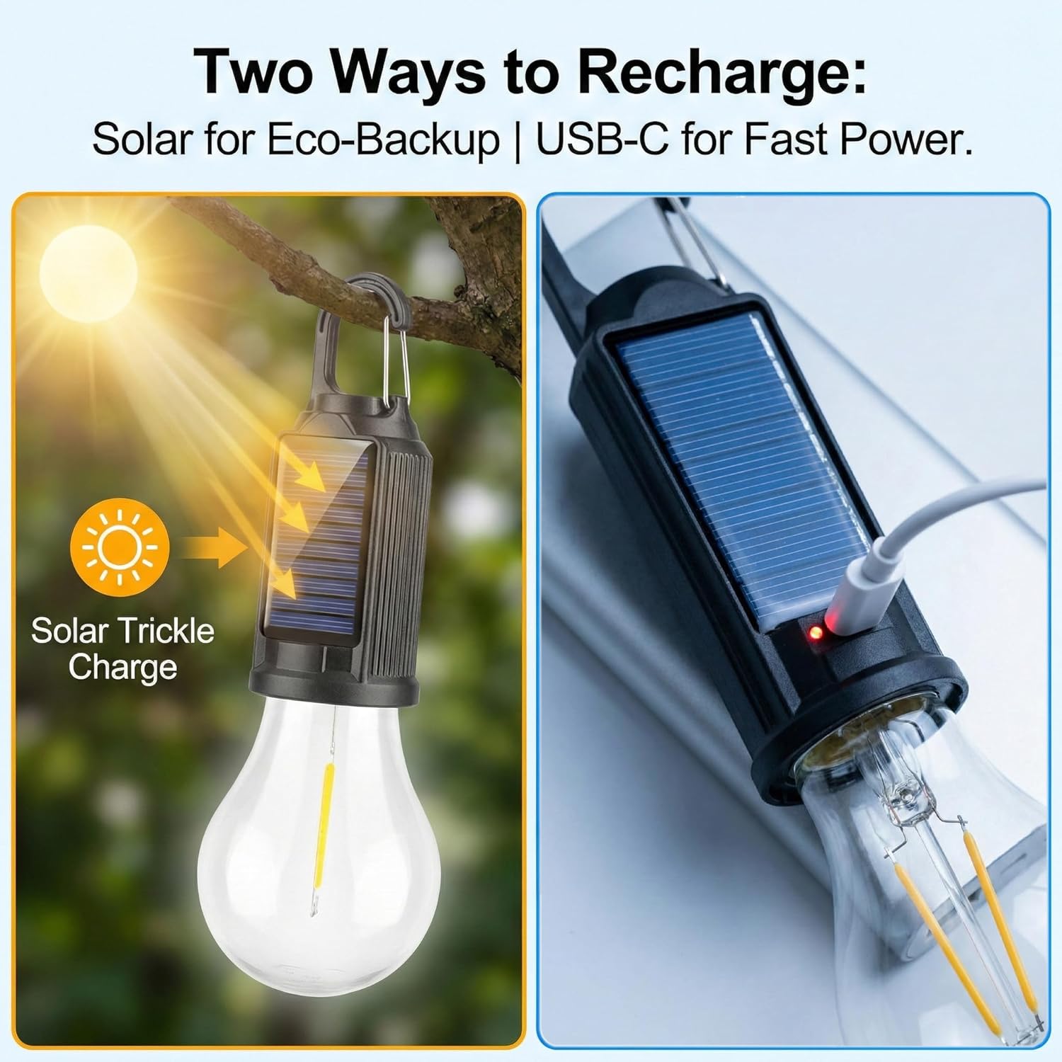 태양광 LED 캠핑 조명 타입-C 충전식 텐트 조명 3 - Photocell Outdoor Lighting 리뷰 및 가격
