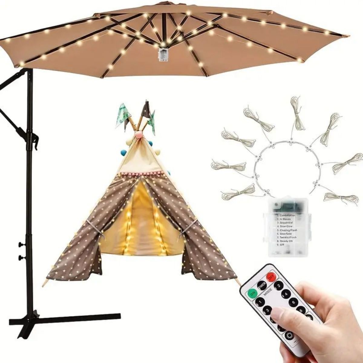파티오 마당 우산 조명, 배터리 전원 104 LED 야 - Outdoor Lighting For Your Yard 리뷰 및 가격