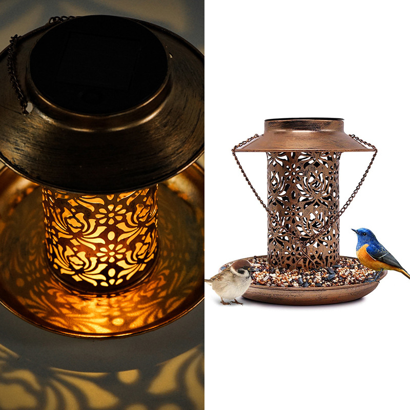 태양열 새 모이통 금속 야외용 걸이식 새집 조명 포함  - Outdoor Lighting Backyard Ideas 리뷰 및 가격