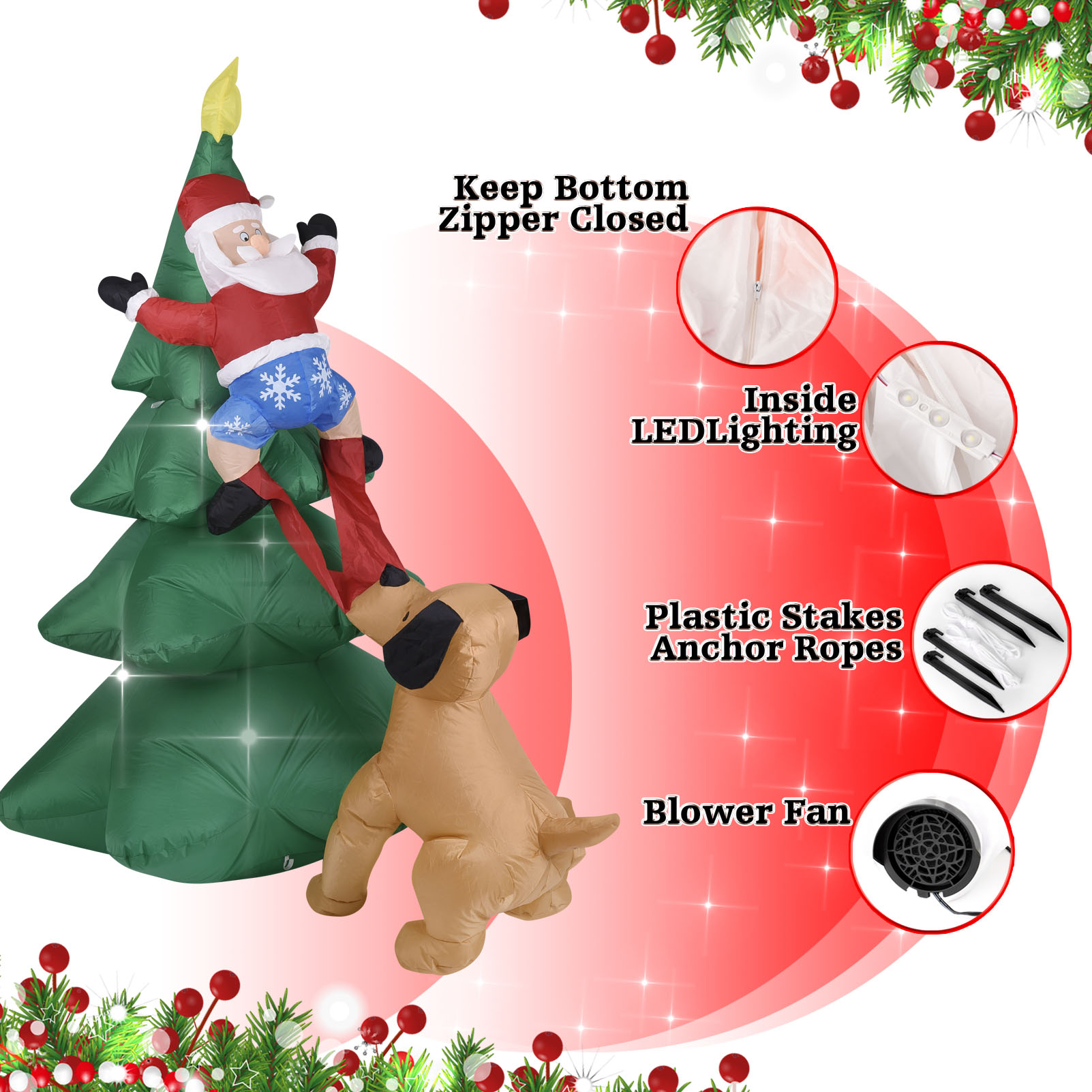 크리스마스 산타클로스가 나무를 오르는 불빛이 있는 야외 - Outdoor Lighting Tree 리뷰 및 가격