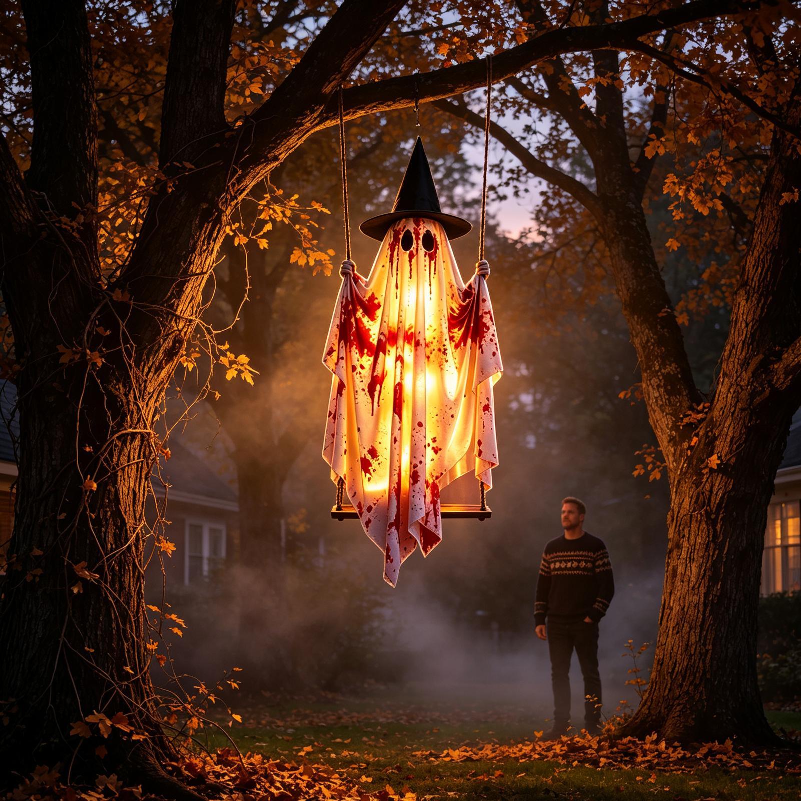 리모컨 스트링 조명이 있는 야외 할로윈 유령 장식, 정 - Outdoor Lighting Tree 리뷰 및 가격