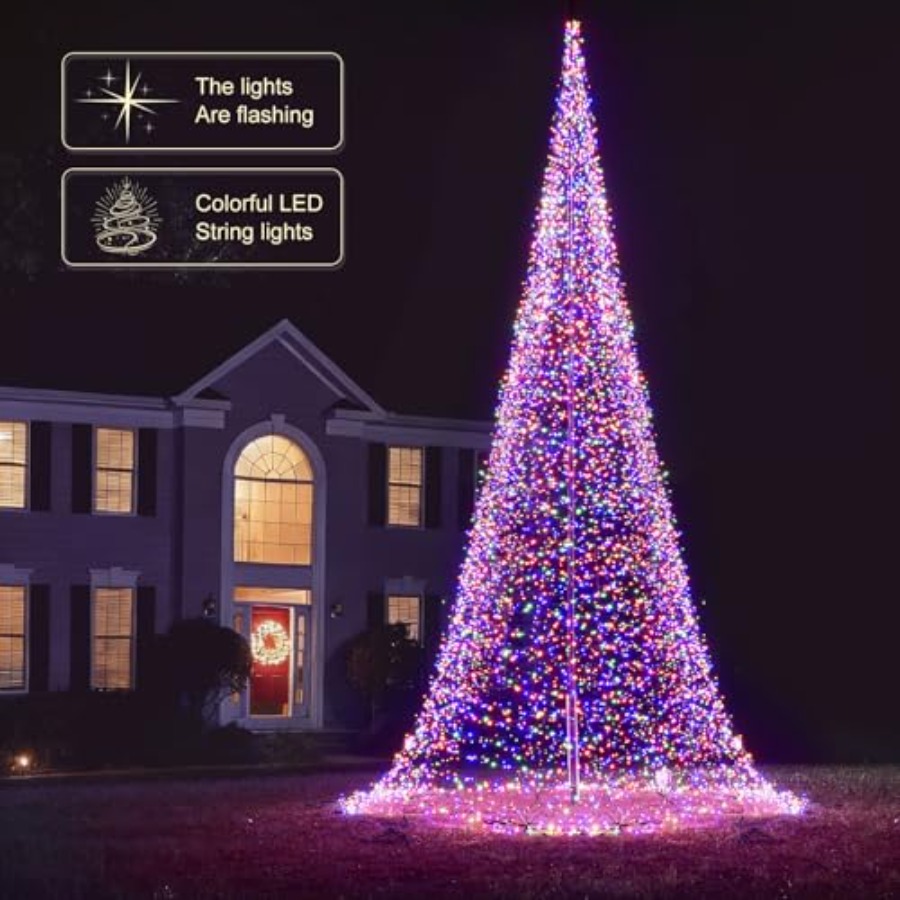 야외용 깃대 LED 크리스마스 트리 33FT 8400  - Outdoor Lighting Tree 리뷰 및 가격