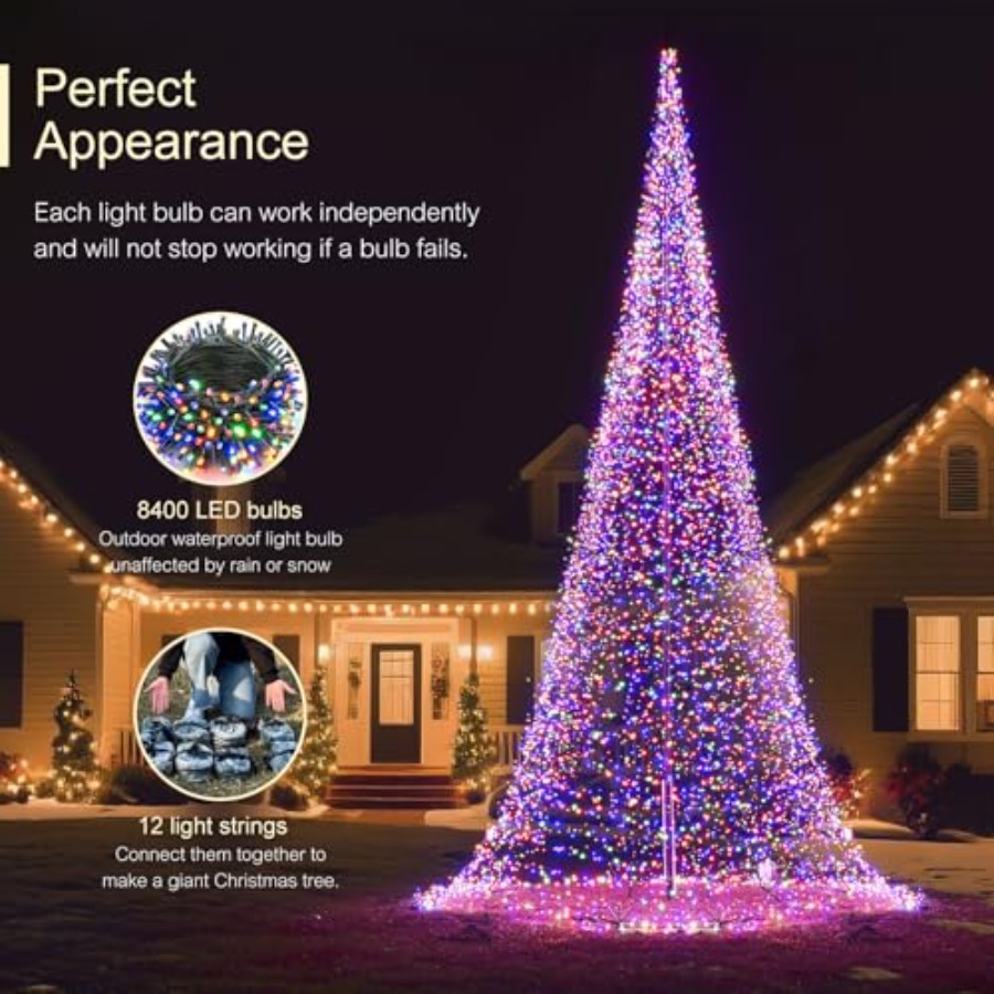 야외용 깃대 LED 크리스마스 트리 33FT 8400  - Outdoor Lighting Tree 리뷰 및 가격