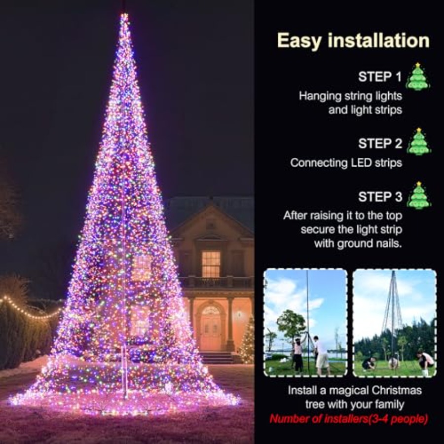 야외용 깃대 LED 크리스마스 트리 33FT 8400  - Outdoor Lighting Tree 리뷰 및 가격