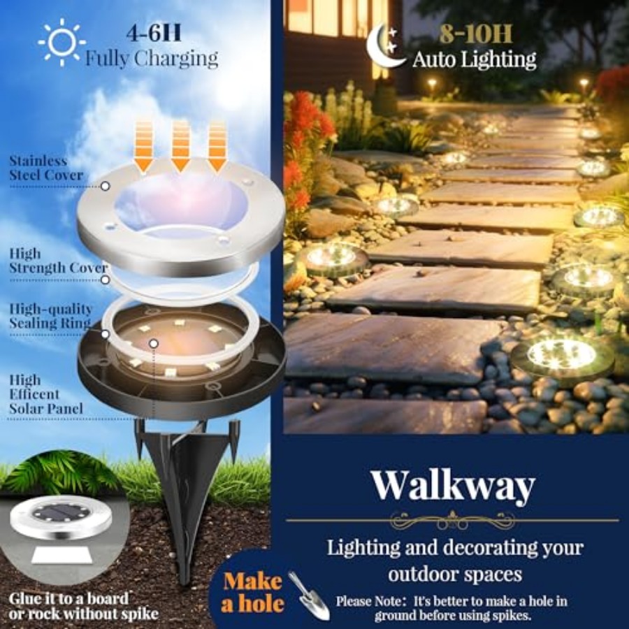 태양광 지상등 태양광 조명 야외 방수 8 LED 태양열 - Outdoor Lighting Ground 리뷰 및 가격